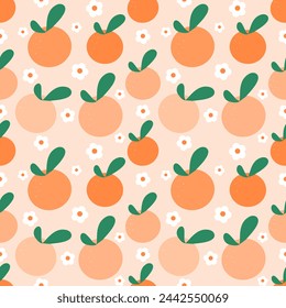 Seamless pattern with hand drawn orange. Background for textile, wrapping paper, fashion, illustration.