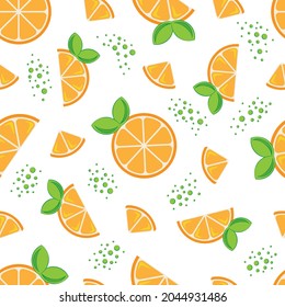 Seamless pattern with hand drawn oranges. Background for textiles, kitchen utensils and wrapping paper, background for the site
