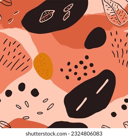 Seamless pattern with hand drawn organic shapes. Vector illustration.