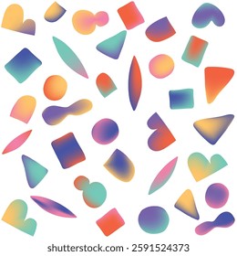 Seamless pattern with hand drawn organic shapes with interesting gradient colors