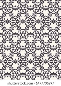 Seamless pattern hand drawn ornamental tracery motif circle background. Trellis stylized allover print. Vector intricate floral line art swatch