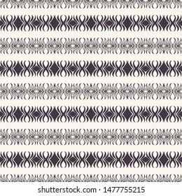 Seamless pattern hand drawn ornamental stripe background. Geometric ethnic tribal allover print. Vector line art swatch