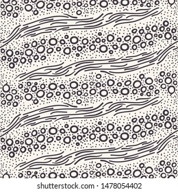 Seamless pattern hand drawn ornamental wave stripe background. Geometric bubble water allover print. Vector line art swatch