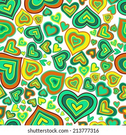 Seamless pattern with hand drawn ornamental hearts, clipping mask is used, vector illustration.  Hearts. Valentine's day.