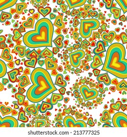 Seamless pattern with hand drawn ornamental hearts, clipping mask is used, vector illustration.  Hearts. Valentine's day.
