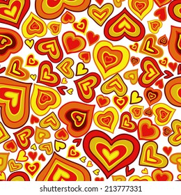 Seamless pattern with hand drawn ornamental hearts, clipping mask is used, vector illustration.  Hearts. Valentine's day.