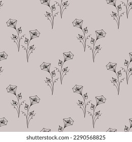 Patrón inmaculado, flores dibujadas a mano, colores pastel. Textil, diseño para lino pastel, fondo, vector	
