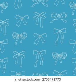 Patrón sin fisuras de arcos blancos de contorno dibujado a mano sobre fondo azul. Plantilla para la tarjeta de felicitación, invitación, cartel, Anuncio, papel de regalo. Ilustración vectorial