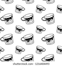 Seamless pattern hand drawn paint bucket. Doodle black sketch. Sign symbol. Decoration element. Isolated on white background. Flat design. Vector illustration.