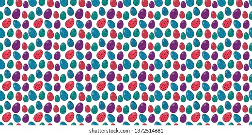 Seamless pattern with hand drawn painted Easter eggs. Vector