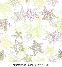 Seamless pattern with hand drawn painted stars. Ink illustration. Modern painted ornament for wrapping paper.  Hand drawn stars elements.