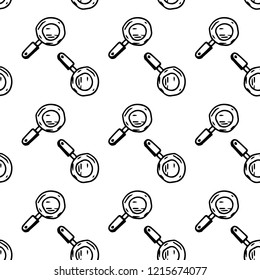 Seamless pattern hand drawn pan. Doodle black sketch. Sign symbol. Decoration element. Isolated on white background. Flat design. Vector illustration.