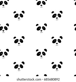 seamless pattern with hand drawn panda face