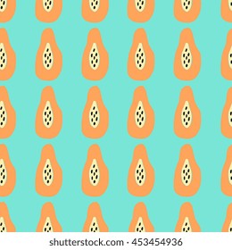 Seamless pattern with hand drawn papayas.