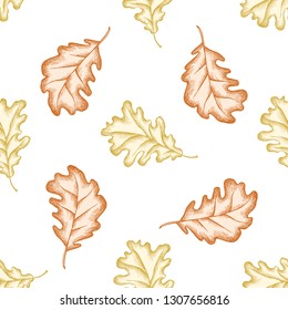 Seamless pattern with hand drawn pastel acorn