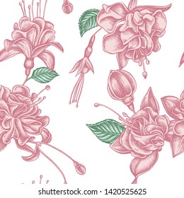 Seamless pattern with hand drawn pastel fuchsia