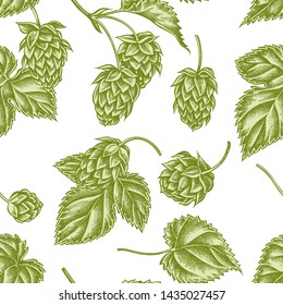 Seamless pattern with hand drawn pastel hop