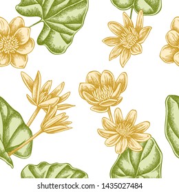 Seamless pattern with hand drawn pastel celandine