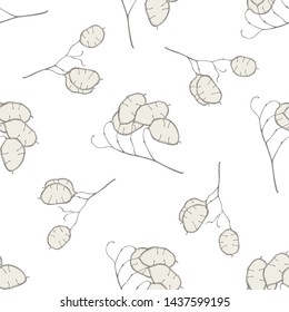 Seamless pattern with hand drawn pastel lunaria