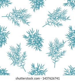 Seamless pattern with hand drawn pastel juniper