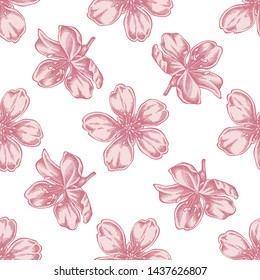 Seamless pattern with hand drawn pastel almond