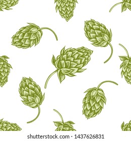 Seamless pattern with hand drawn pastel hop
