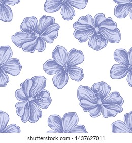 Seamless pattern with hand drawn pastel meadow geranium