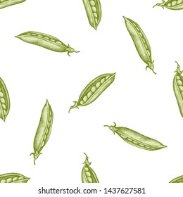 Seamless pattern with hand drawn pastel peas