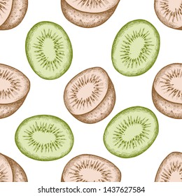 Seamless pattern with hand drawn pastel kiwi