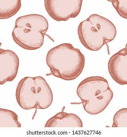 Seamless pattern with hand drawn pastel apples
