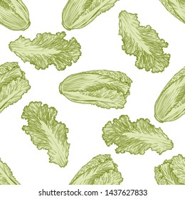 Seamless pattern with hand drawn pastel chinese cabbage