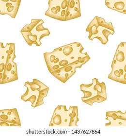 Seamless pattern with hand drawn pastel cheese