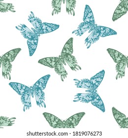 Seamless pattern with hand drawn pastel madagascan sunset moth