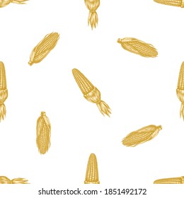 Seamless pattern with hand drawn pastel corn