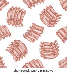 Nahtloses Muster mit handgezeichnet gezogenen Schweinegrippen