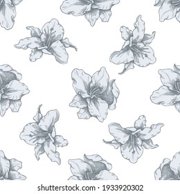 Seamless pattern with hand drawn pastel lily