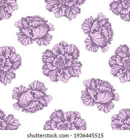 Seamless pattern with hand drawn pastel decorative cabbage