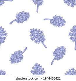 Seamless pattern with hand drawn pastel hyacinth