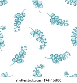 Seamless pattern with hand drawn pastel kalanchoe