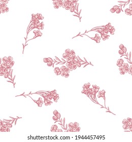 Seamless pattern with hand drawn pastel wax flower