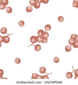 Nahtloses Muster mit handgezeichnet, pastellrotem Johannisbeeren