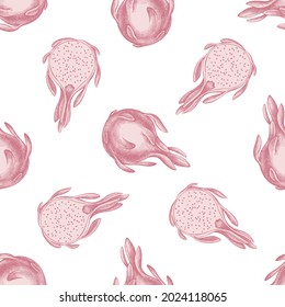 Seamless pattern with hand drawn pastel pitaya