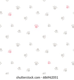 Seamless Pattern of Hand Drawn Paw Design on White Background