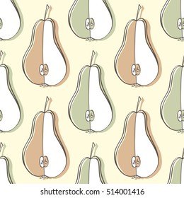 Seamless pattern with hand drawn pear. Doodle template for design. Vector illustration eps 8