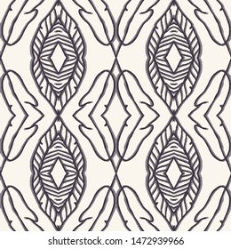 Seamless pattern hand drawn petal shape background. Geometric allover print. Vector line art swatch
