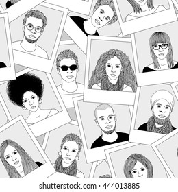 Seamless pattern of hand drawn photographs
