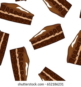 Seamless pattern with hand drawn pieces of cake.