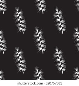 Seamless pattern with hand drawn pine fir branches, christmas tree. Vector illustration. Vintage holiday background. Merry Christmas and Happy New Year.
