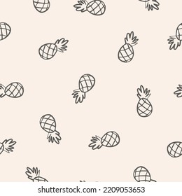Seamless pattern with hand drawn pineapples