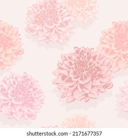Patrón sin foco con flores rosadas dibujadas a mano sobre el fondo de la luz. Ilustración del vector